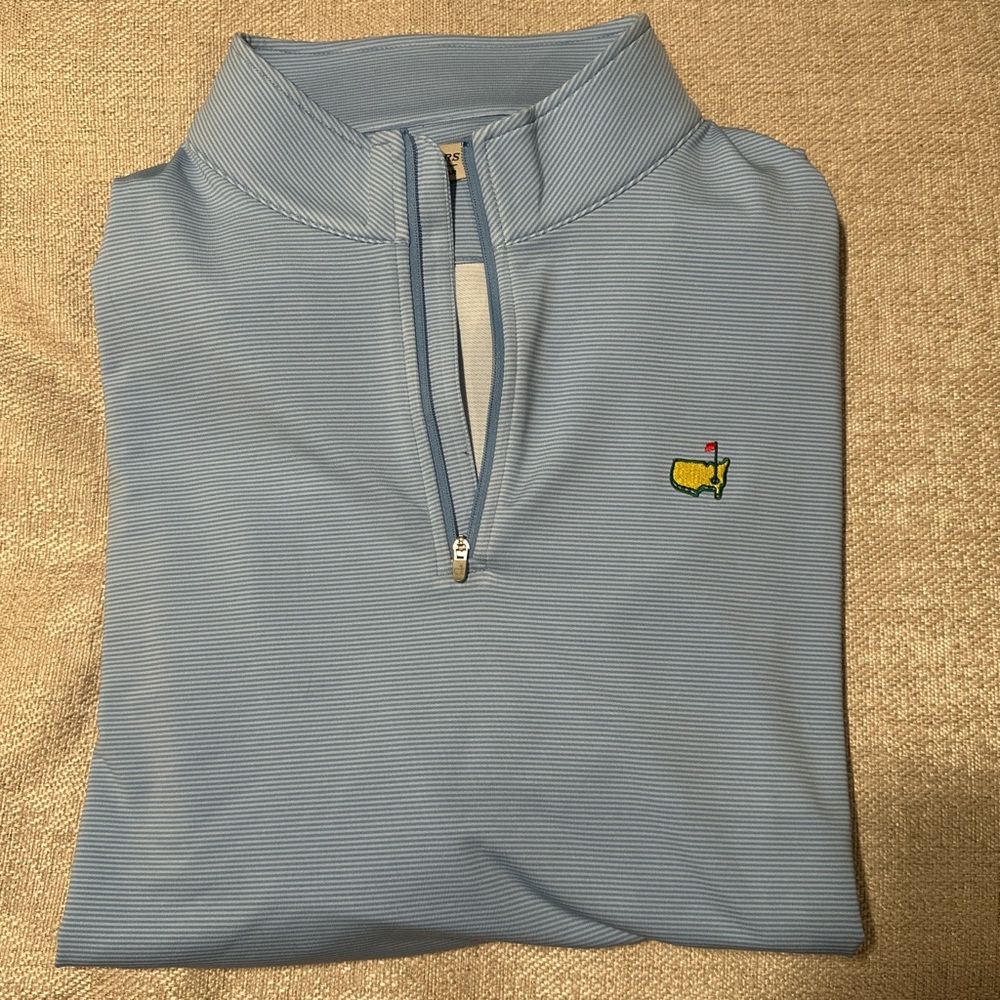 Master’s by Peter Millar Light Blue Pinstripe 3/4 zip jacket.
